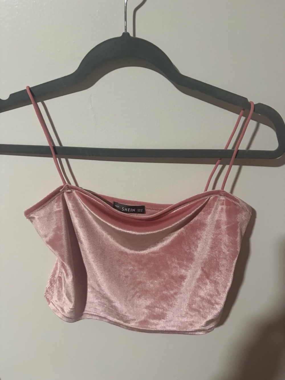 SHEIN Pink Velvet Crop Camisole